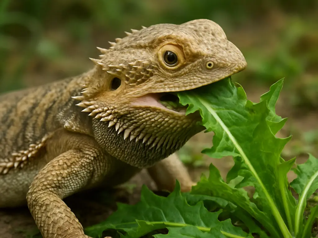 bearded dragon eating dandelion greens